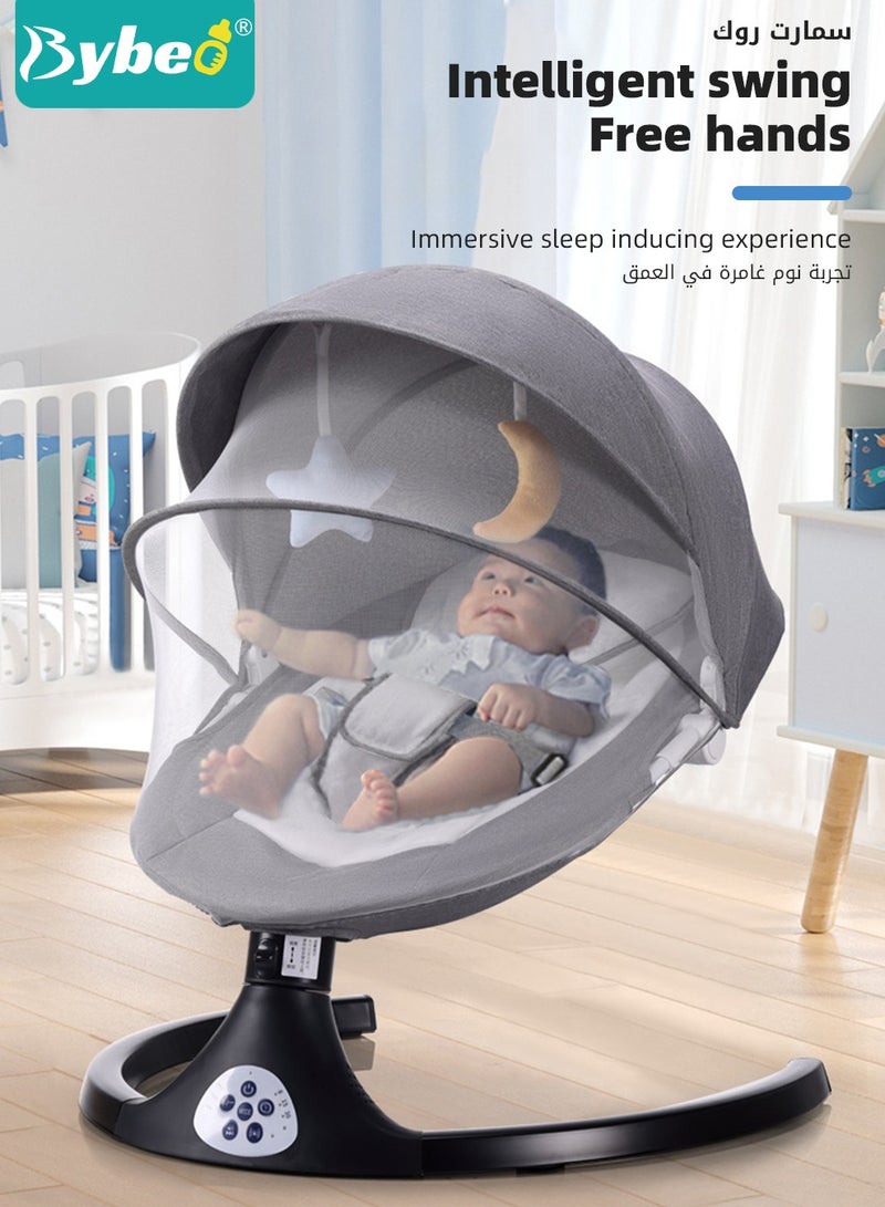 Baby Swing for Infant with a Dining Table, Portable Babies Rocker Chair, Electric Bouncer for Infants Boys Girls, 3 Seat Positions 5 Speeds, Bluetooth Music, 5 Point Harness Belt and Remote Control