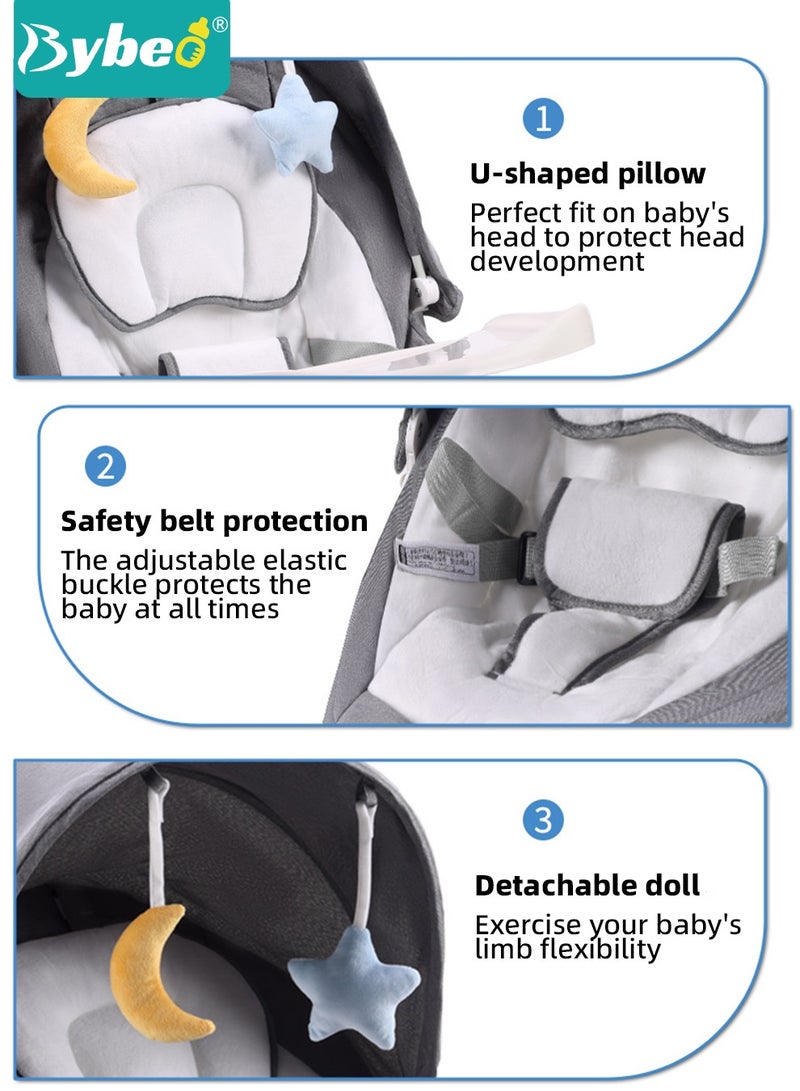 Baby Swing for Infant with a Dining Table, Portable Babies Rocker Chair, Electric Bouncer for Infants Boys Girls, 3 Seat Positions 5 Speeds, Bluetooth Music, 5 Point Harness Belt and Remote Control