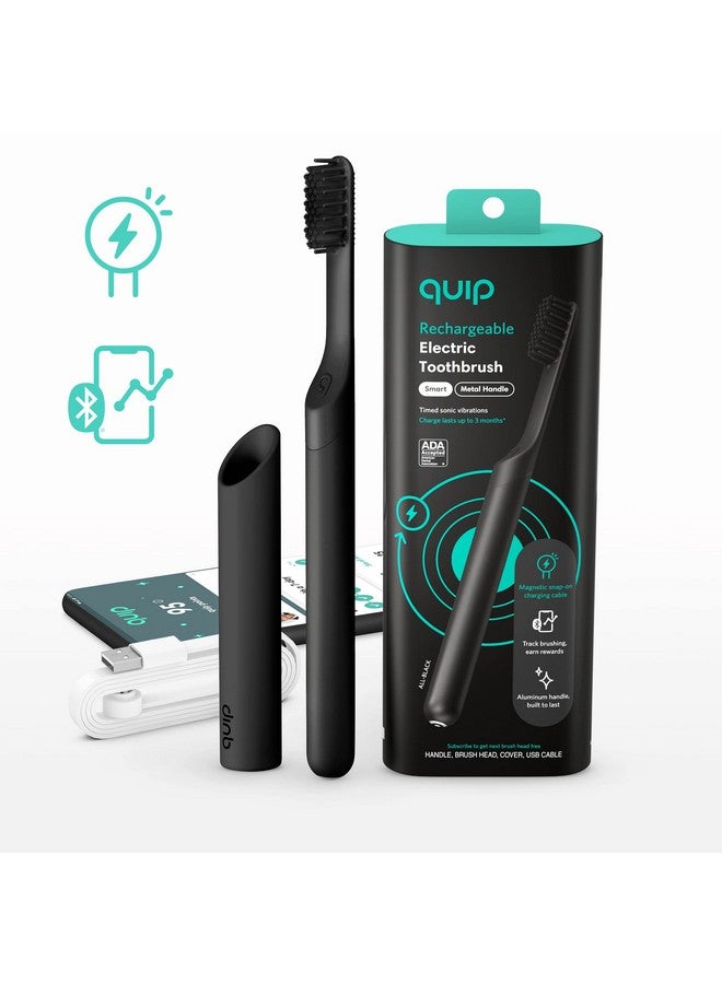 Uip Rechargeable Electric Toothbrush Smart Bluetooth Sonic Toothbrush With Habit Improving Timer Ada Accepted Electric Toothbrush For Adults Travel Toothbrush With Cover All Black Metal