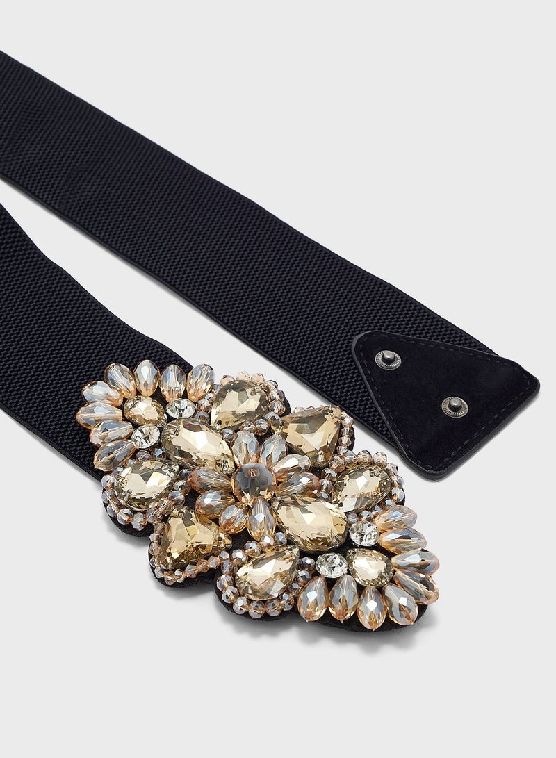 Statement Jeweled Elastic Belt