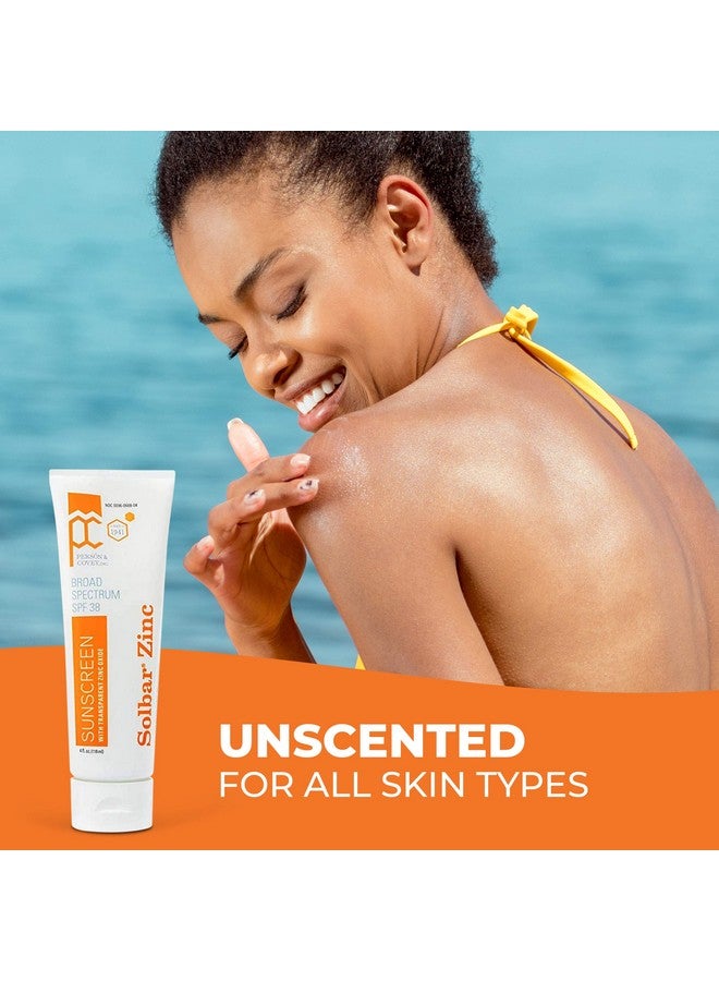 Olbar Sunscreen Zinc Unscented Transparent Cream Spf 38 4 Oz