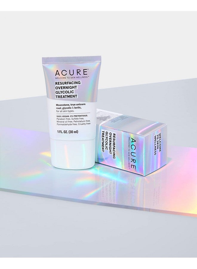 Cure Resurfacing Overnight Glycolic Treatment ; 100% Vegan ; Illuminating Dewy Glow ; Moonstone True Unicorn Root Glycolic & Lactic Refines Resurfaces & Improves Tone & Texture ; 1 Fl Oz