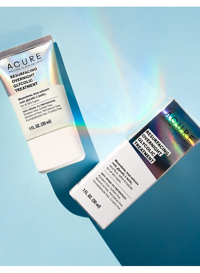 Cure Resurfacing Overnight Glycolic Treatment ; 100% Vegan ; Illuminating Dewy Glow ; Moonstone True Unicorn Root Glycolic & Lactic Refines Resurfaces & Improves Tone & Texture ; 1 Fl Oz
