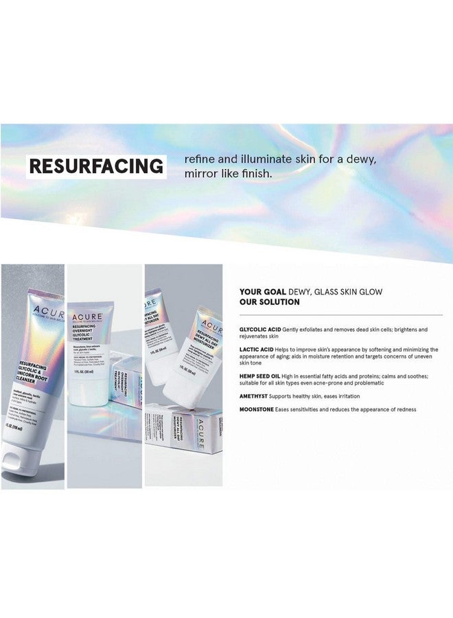Cure Resurfacing Overnight Glycolic Treatment ; 100% Vegan ; Illuminating Dewy Glow ; Moonstone True Unicorn Root Glycolic & Lactic Refines Resurfaces & Improves Tone & Texture ; 1 Fl Oz