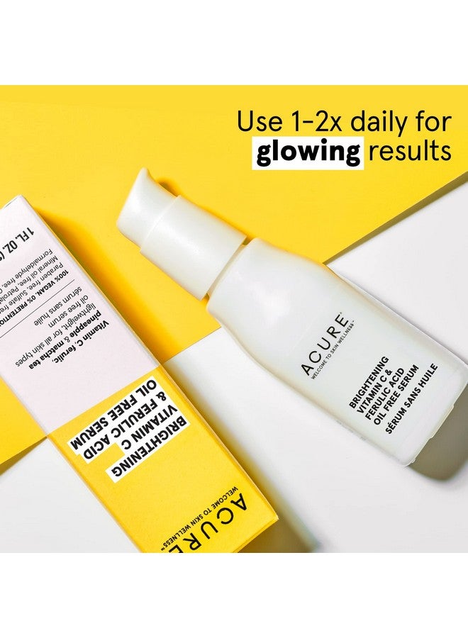 Cure Brightening Vitamin C & Ferulic Acid Serum ; Oil Free ; 100% Vegan ; For Brighter Appearance ; Shine Bright With Pineapple Extract & Matcha Tea ; All Skin Types ; 1 Fl Oz (Packaging May Vary)