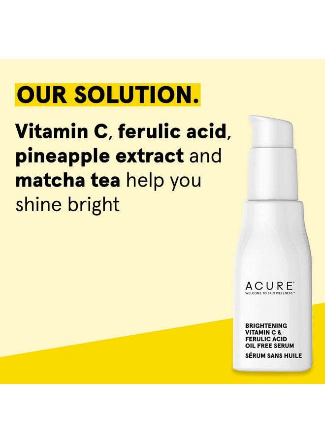 Cure Brightening Vitamin C & Ferulic Acid Serum ; Oil Free ; 100% Vegan ; For Brighter Appearance ; Shine Bright With Pineapple Extract & Matcha Tea ; All Skin Types ; 1 Fl Oz (Packaging May Vary)