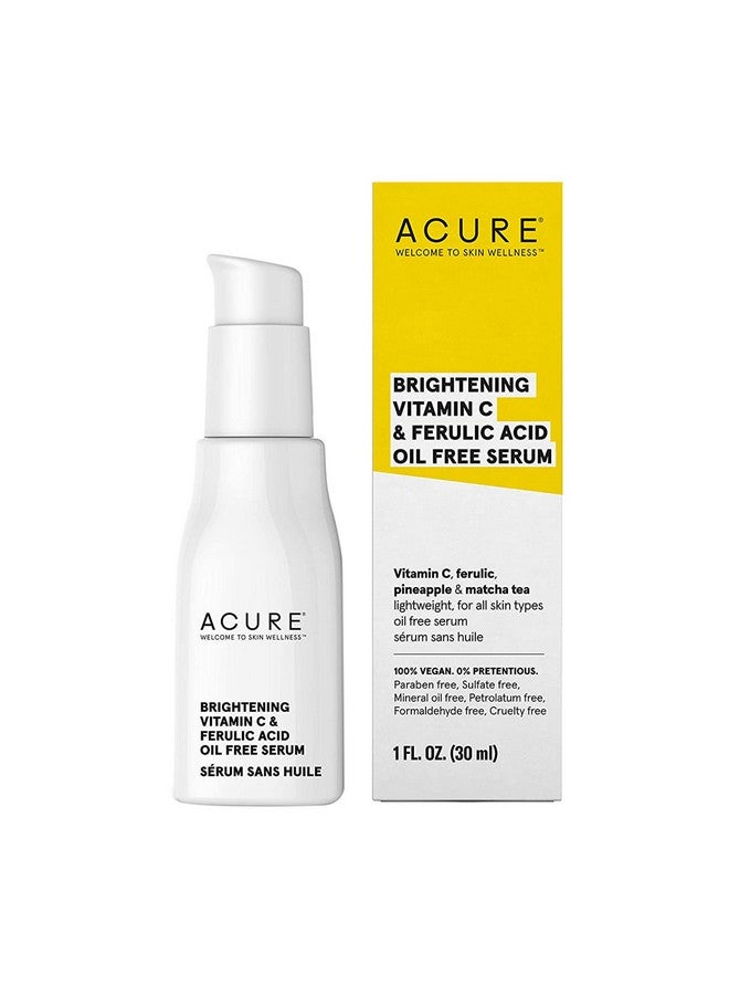 Cure Brightening Vitamin C & Ferulic Acid Serum ; Oil Free ; 100% Vegan ; For Brighter Appearance ; Shine Bright With Pineapple Extract & Matcha Tea ; All Skin Types ; 1 Fl Oz (Packaging May Vary)