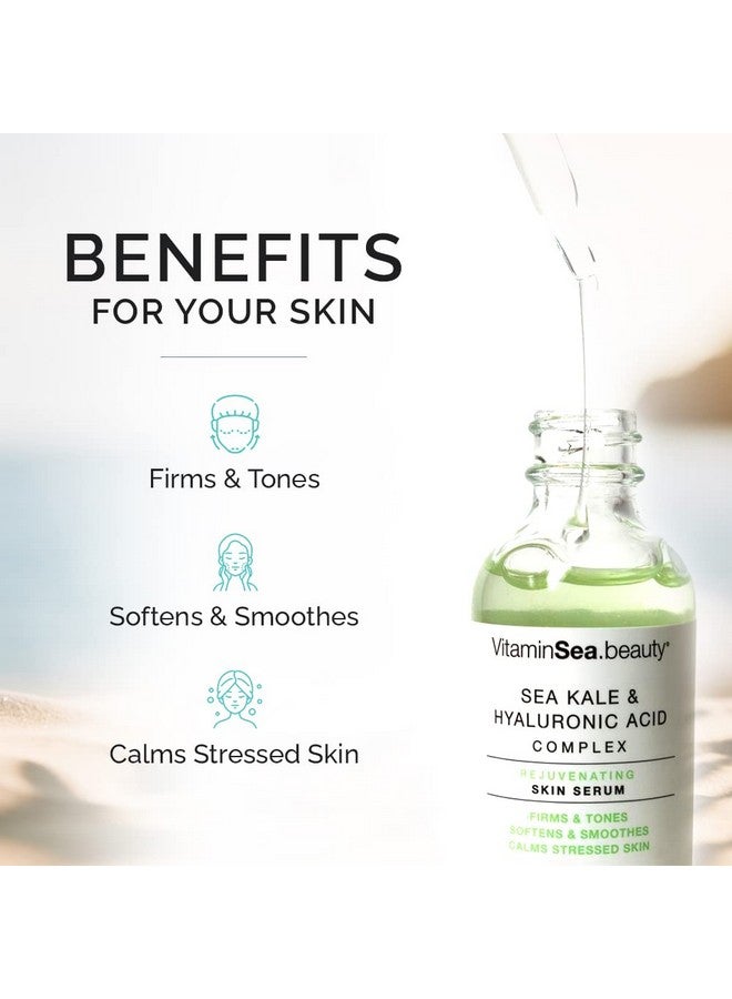 Itamins And Sea Beauty Hyaluronic Acid Serum For Face Antiaging With Sea Kale Smoothing Facial Serum Skin Firming Hydrating Rejuvenating 2 Fl Oz