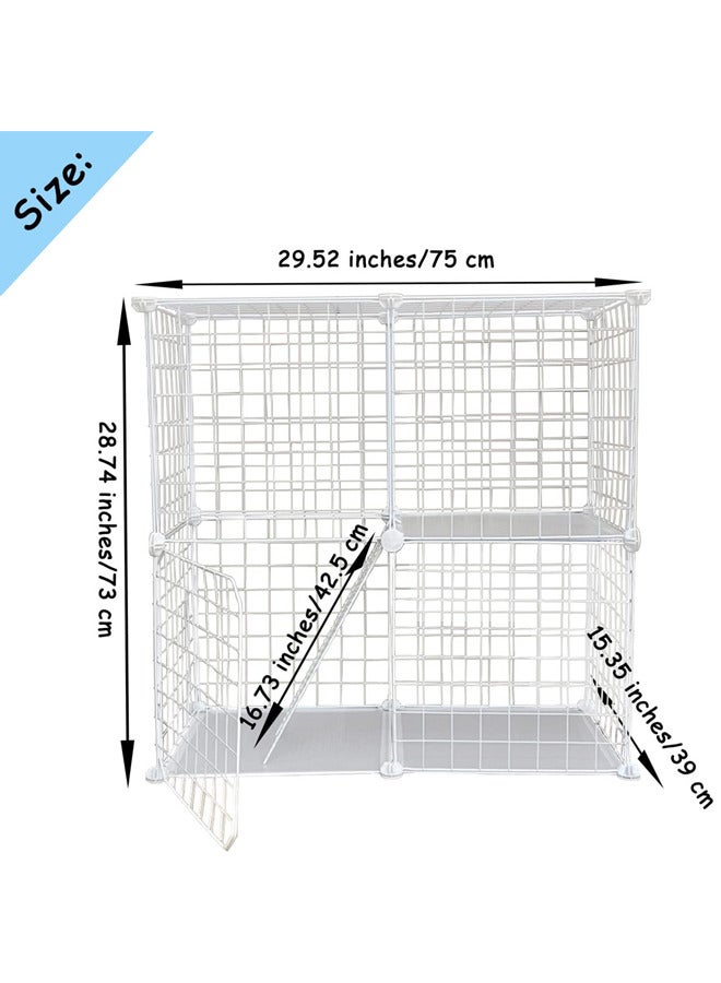 Cat Cage Indoor,Detachable Metal Pet Playpen,Portable Collapsible  Cage Enclosure for Small and Medium Pets(75 * 73 * 39cm,white)