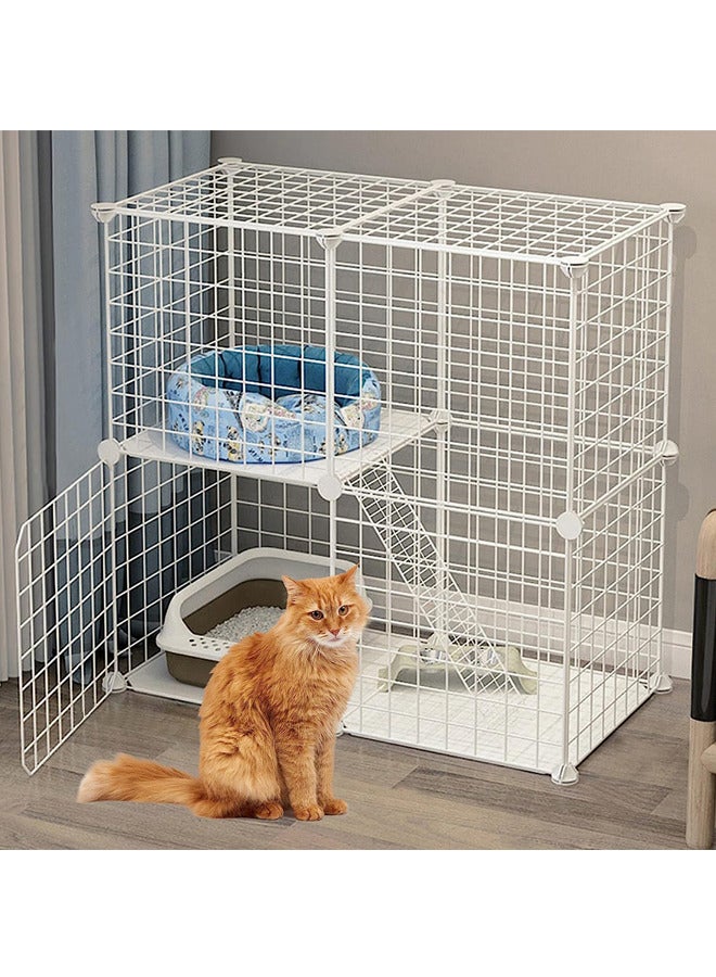 Cat Cage Indoor,Detachable Metal Pet Playpen,Portable Collapsible  Cage Enclosure for Small and Medium Pets(75 * 73 * 39cm,white)