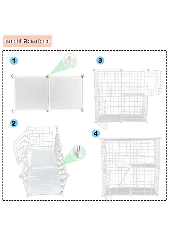 Cat Cage Indoor,Detachable Metal Pet Playpen,Portable Collapsible  Cage Enclosure for Small and Medium Pets(75 * 73 * 39cm,white)