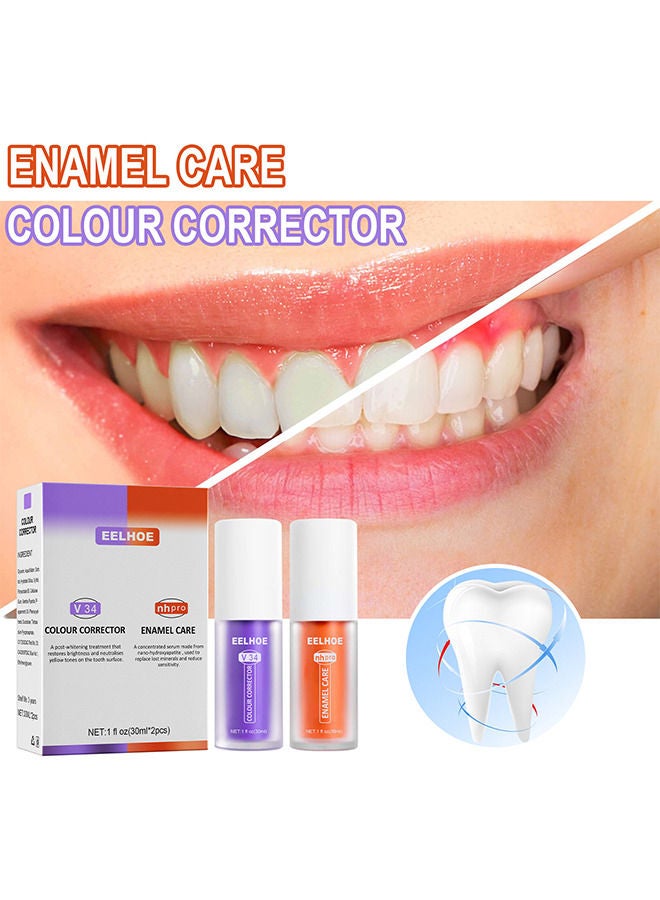 V34-Teeth Color Corrector, Calculus Removal, Teeth Whitening, Teeth Regrowth, Teeth Whitening Restoration Toothpaste Set, Purple Pack Color Corrector, Enamel Care Gum Restoration (2pcs)