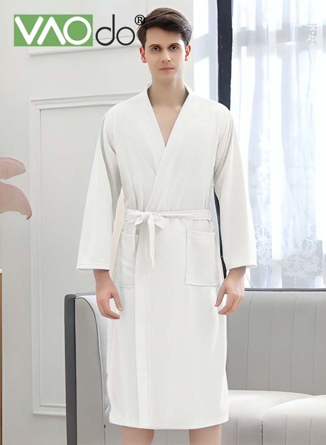 Men's Bathrobe Light Super Absorbent Skin-friendly Home Clothes Suitable For All Seasons Nightgown White