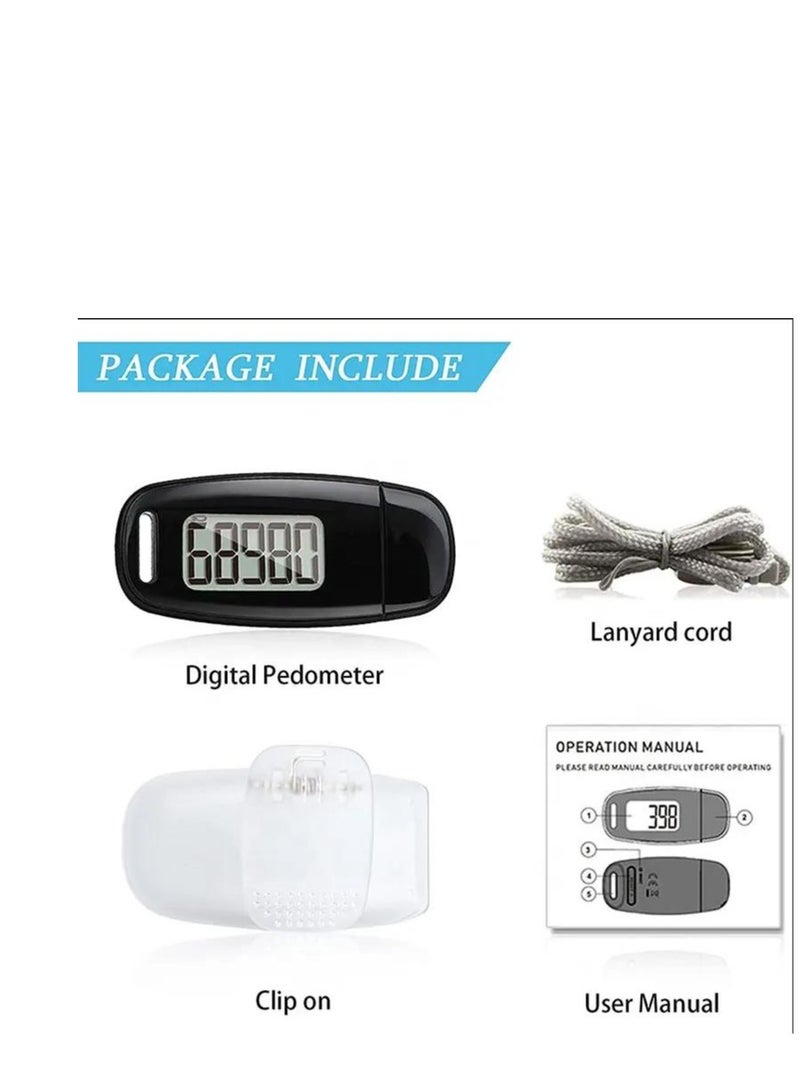3D Pedometer with Clip and Strap, Simple Walking Step Counter, USB Rechargeable Accurate Daily Target Monitor, Exercise Time