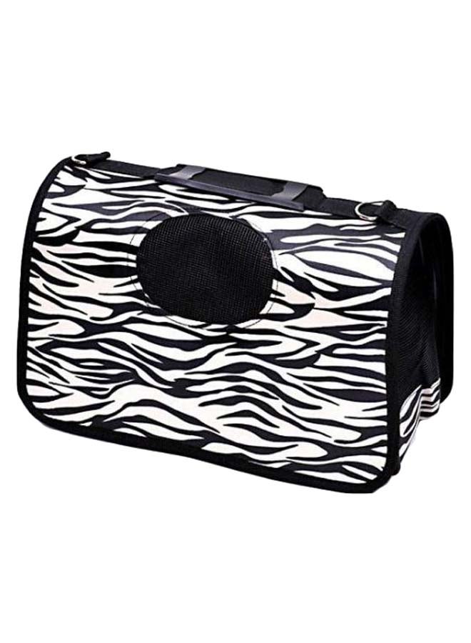 Zebra Print Waterproof Folding Pet Carrier Bag Black/White