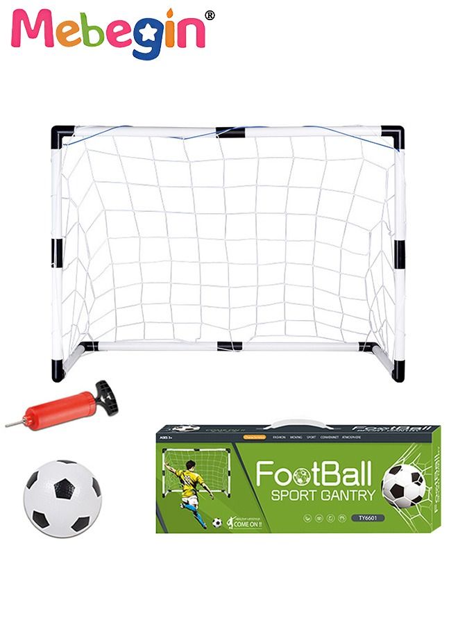 Kids Soccer Goals for Backyard, Portable Soccer Net Set of 3, 95*70*48cm Indoor Toddler Soccer Goal, Soccer Training Equipment for Kids and Youth, with Inflator and Soccer Ball