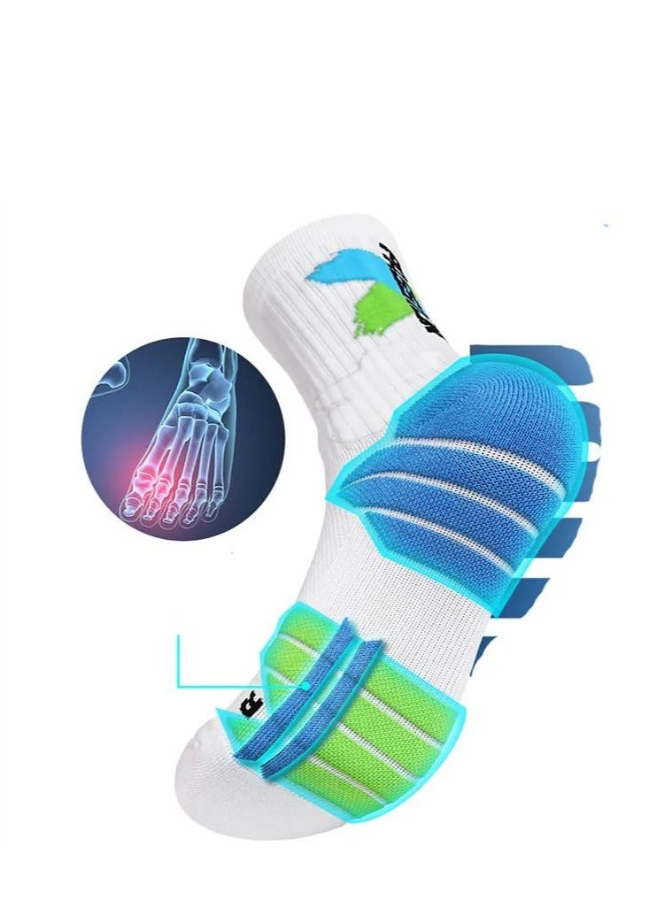 Men's Boys Athletic Crew Socks, 5 Pairs Comfort Breathable Cushioned, Basketball Hiking Training Outdoor Sports Sock