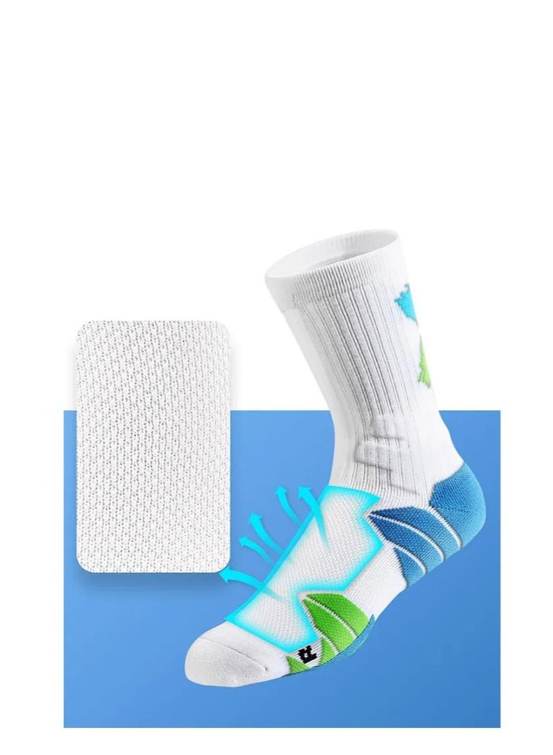 Men's Boys Athletic Crew Socks, 5 Pairs Comfort Breathable Cushioned, Basketball Hiking Training Outdoor Sports Sock