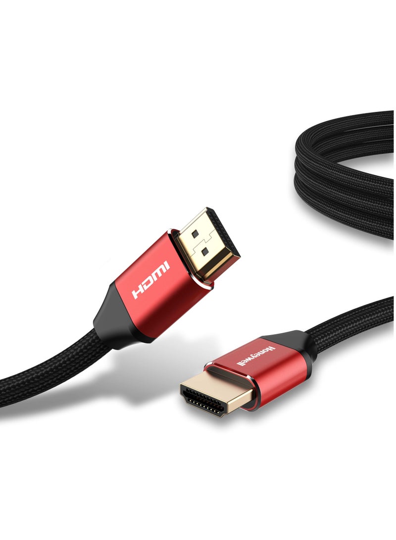 High-Speed HDMI 2.1 Cable with Ethernet, 1 Mtr(3.3ft), 8k@60Hz, 4K@120Hz UHD Resolution,  48 GBPS High Speed, Compatible with All HDMI-Enabled Devices Red Black-2.1