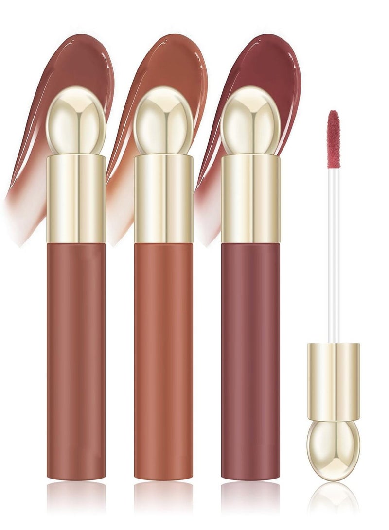 Jelly Lip Gloss,   3 Colors Mirror Shiny Finish, Lip Care Transparent Toot Lip Oil, Watery Liquid Glow Tinted, Hydrating Lip Gloss Tint for Natural Glossy, Non-Sticky Lasting Lip Stain Set