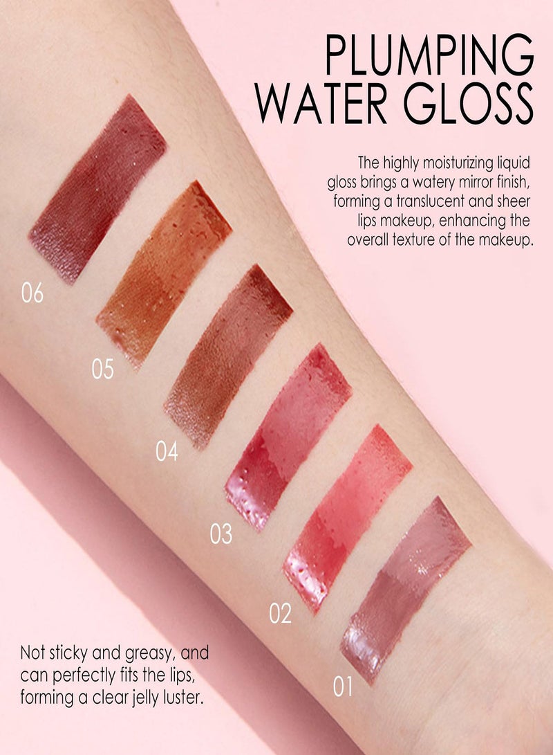 Jelly Lip Gloss,   3 Colors Mirror Shiny Finish, Lip Care Transparent Toot Lip Oil, Watery Liquid Glow Tinted, Hydrating Lip Gloss Tint for Natural Glossy, Non-Sticky Lasting Lip Stain Set