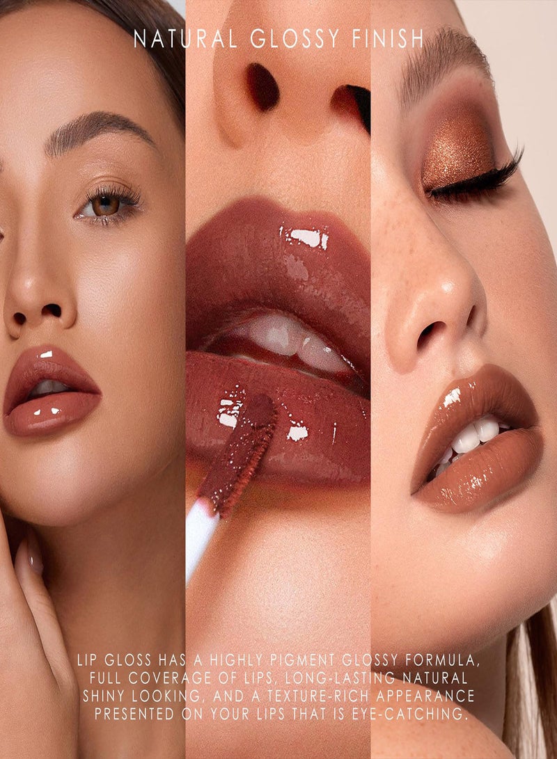 Jelly Lip Gloss,   3 Colors Mirror Shiny Finish, Lip Care Transparent Toot Lip Oil, Watery Liquid Glow Tinted, Hydrating Lip Gloss Tint for Natural Glossy, Non-Sticky Lasting Lip Stain Set