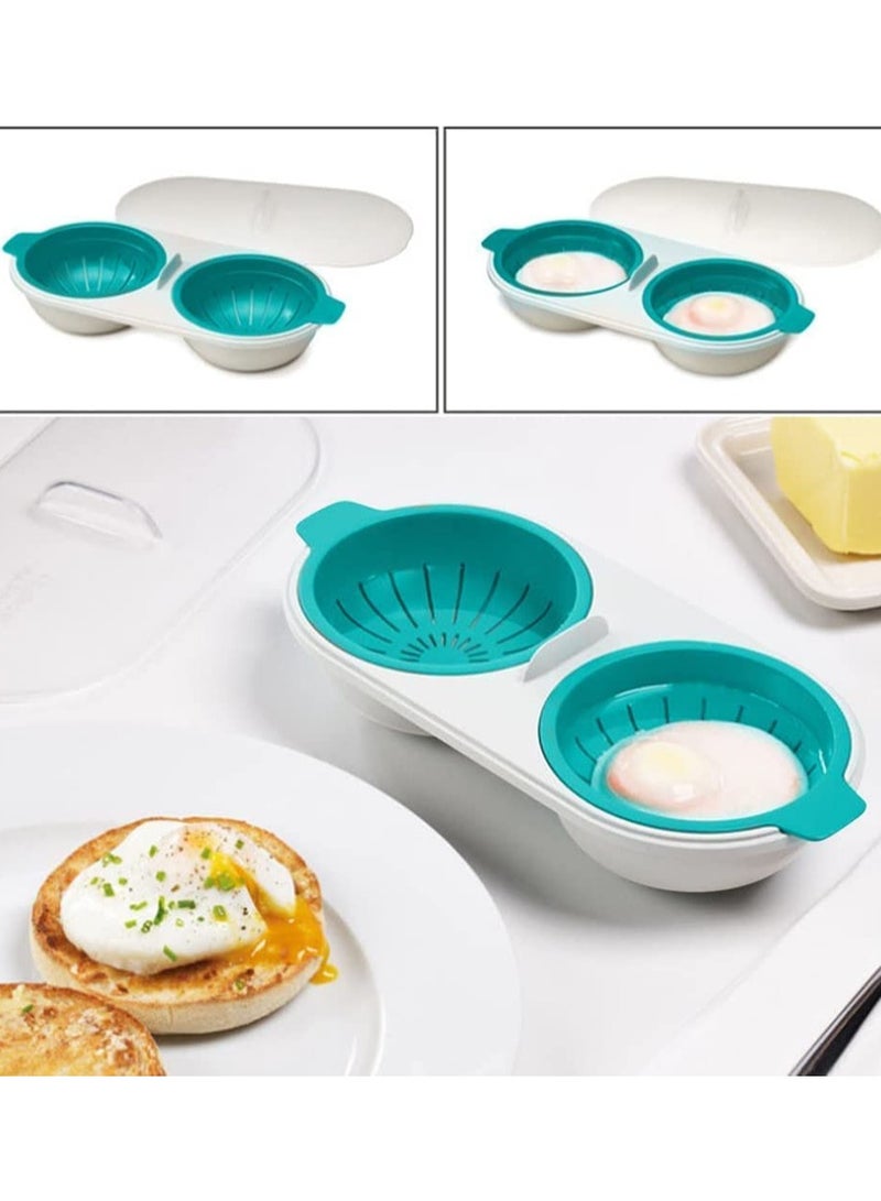 Egg Steamer, Egg Poachers, Egg Poacher Cups, Food Grade PP Material Safe and Secure Time Saving and Labor Saving, Multi-Function, for Kitchen Home Ovens Poached Eggs,Blue