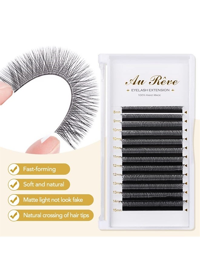 Y Lashes Extensions YY Lash Extensions D Curl 0.07mm 8-15mm Mix Tray Y Shape 4D Volume Premade Fan Lashes Matte Black Easy Fans Lashes Professional Use YY Lash (YY-0.07-D, 8-15mm Mix)