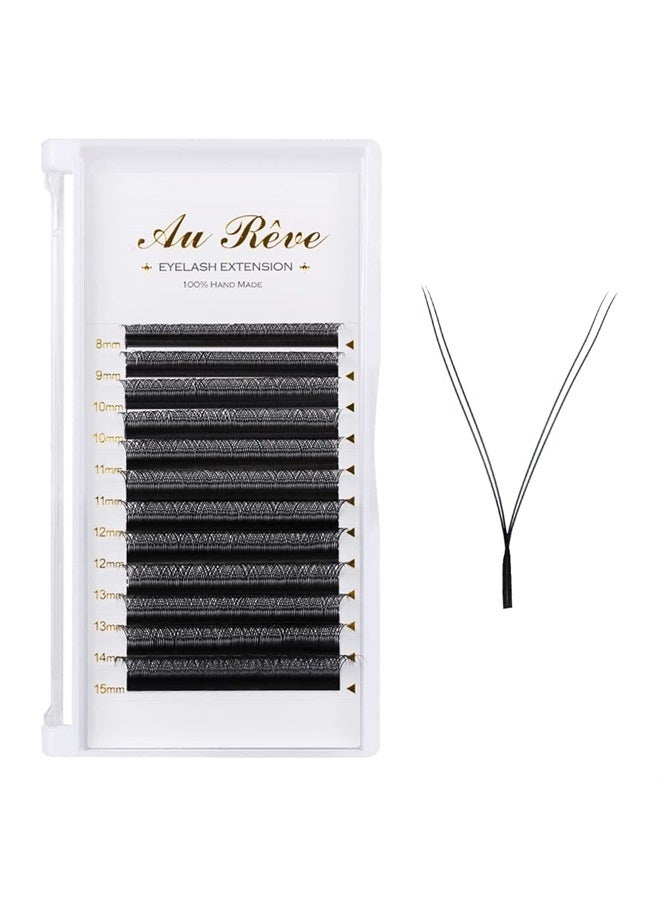 Y Lashes Extensions YY Lash Extensions D Curl 0.07mm 8-15mm Mix Tray Y Shape 4D Volume Premade Fan Lashes Matte Black Easy Fans Lashes Professional Use YY Lash (YY-0.07-D, 8-15mm Mix)