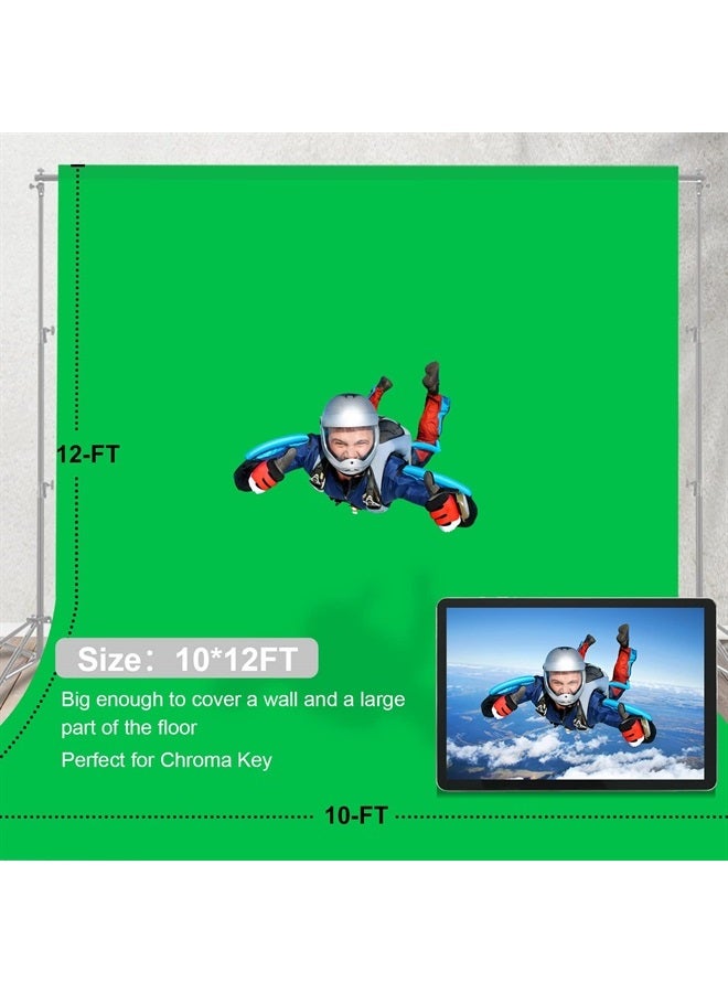 12 X 10 FT Large Green Screen Backdrop for Photography, GreenScreen Background for Zoom Meeting, Polyester Cloth Fabric Curtain, Chromakey Video Photoshoot Studio Gaming YouTube Conference Streaming