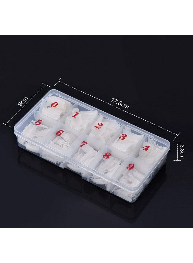 Acrylic Nail Tips Natural 500Pcs French Artificial False Tip For Manicure Nails Art Salons & Home Diy