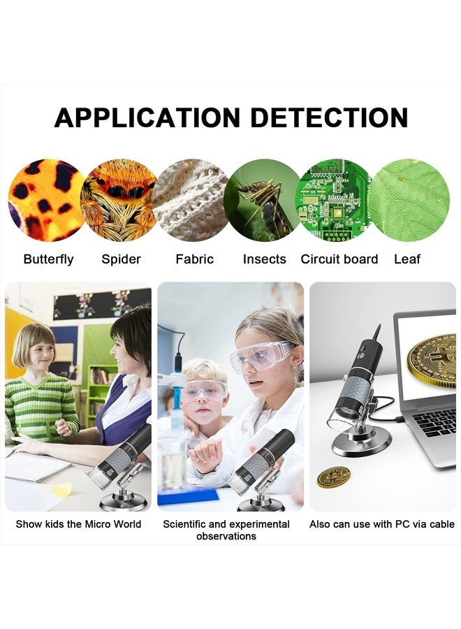 4K 3840x2160P Wireless Digital Microscope, Handheld HD USB Microscope Inspection Camera Endoscope 40x-1000x Magnification, Compatible with iPhone iPad Android Phone Tablet Windows Mac PC