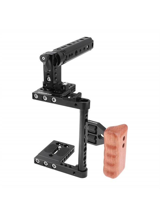 DSLR Camera Cage Top Handle Wood Grip Compatible for Sony Panasonnic - 1175