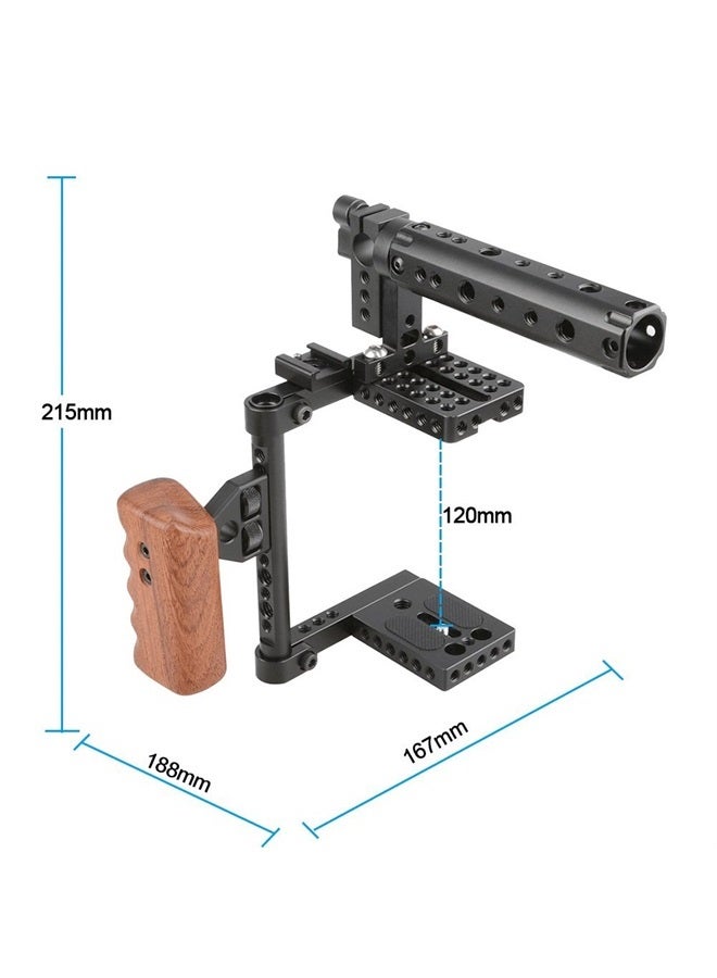 DSLR Camera Cage Top Handle Wood Grip Compatible for Sony Panasonnic - 1175