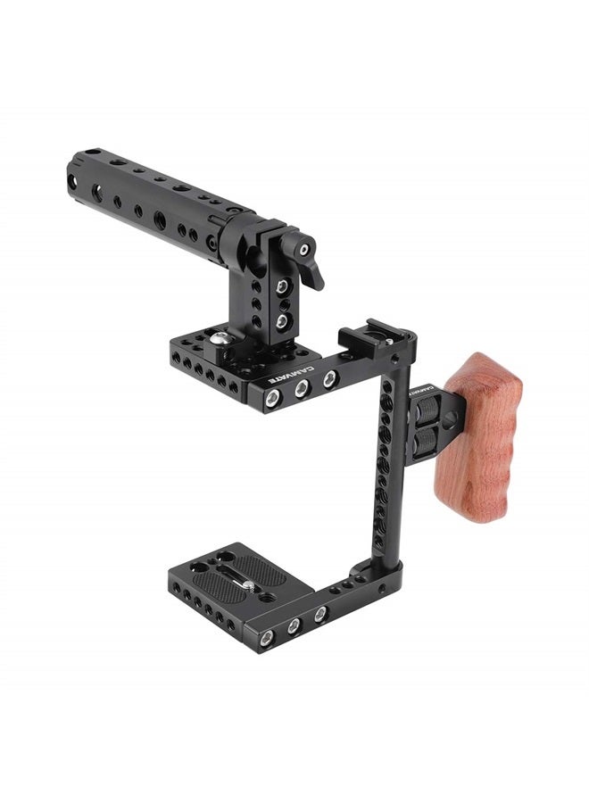 DSLR Camera Cage Top Handle Wood Grip Compatible for Sony Panasonnic - 1175