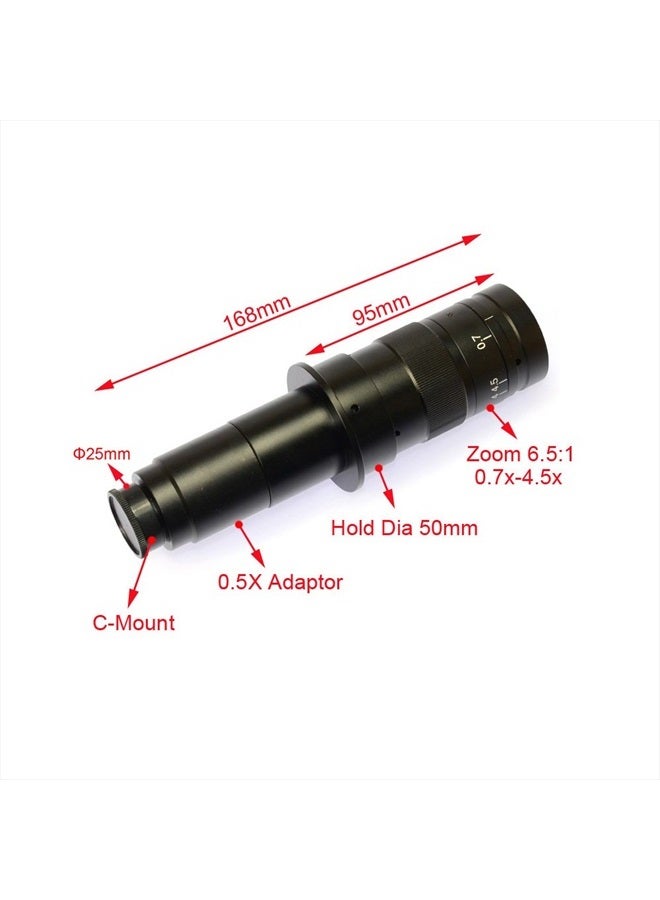 Monocular Max 180x Zoom C-Mount Glass Lens Adapter F/Industry Microscope Camera Objective