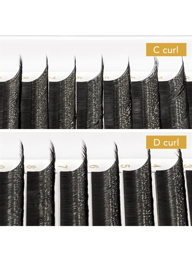 Y Lashes Extensions YY Lash Extensions D Curl 0.07mm 14mm Mix Tray Y Shape 4D Volume Premade Fan Lashes Matte Black Easy Fans Lashes Professional Use YY Lash (YY-0.07-D, 14mm)