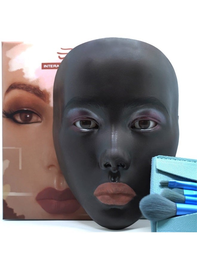 3D Makeup Practice Face Board,Silicone Makeup Mannequin Face, Reusable Beginners to practice eyesmakeup Face Eyes Silicone False Cosmetologist,Makeup Artist Full Face Practice Eyelash Eyeshadow Eyelin