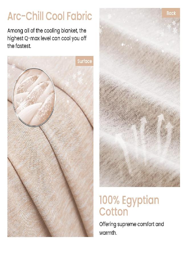 Elegear Revolutionary Cooling Blanket Queen Size Absorbs Heat to Keep Adults/Children/Babies Cool on Warm Nights, Japanese Q-Max>0.4 Arc-Chill Cooling Fiber, Summer Blanket for Night Sweat - Beige