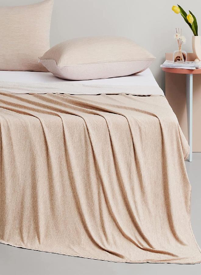 Elegear Revolutionary Cooling Blanket Queen Size Absorbs Heat to Keep Adults/Children/Babies Cool on Warm Nights, Japanese Q-Max>0.4 Arc-Chill Cooling Fiber, Summer Blanket for Night Sweat - Beige