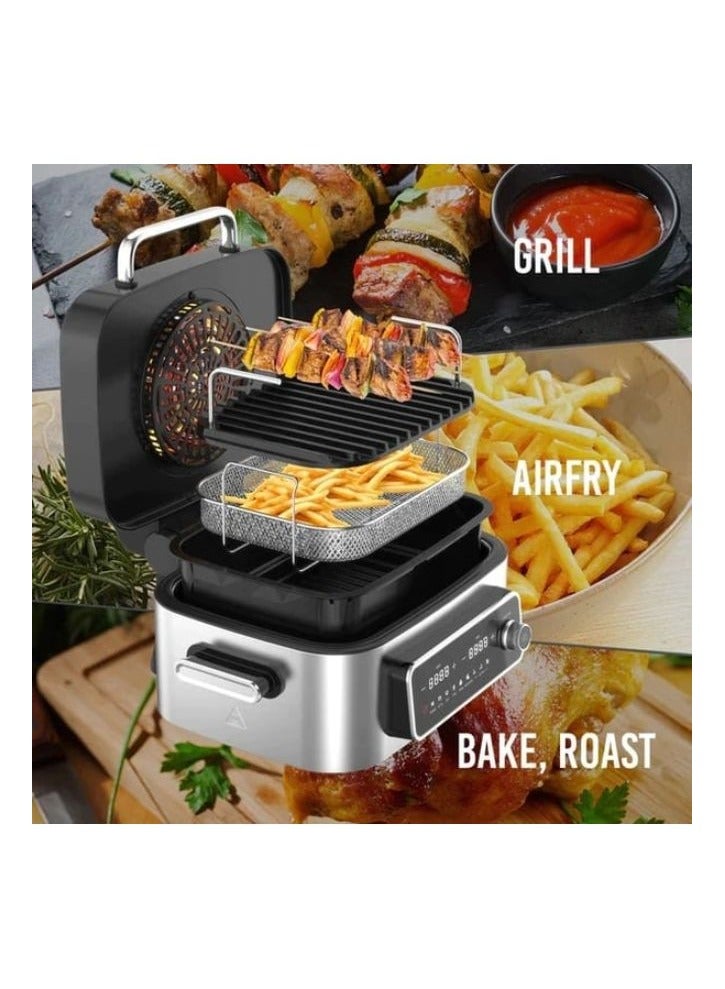 2-In-1 Air Fryer And Grill 6 Pre Set Cooking Programs  Air Fryer Air Fryer Basket Coated Grill Plate Cooking Pot