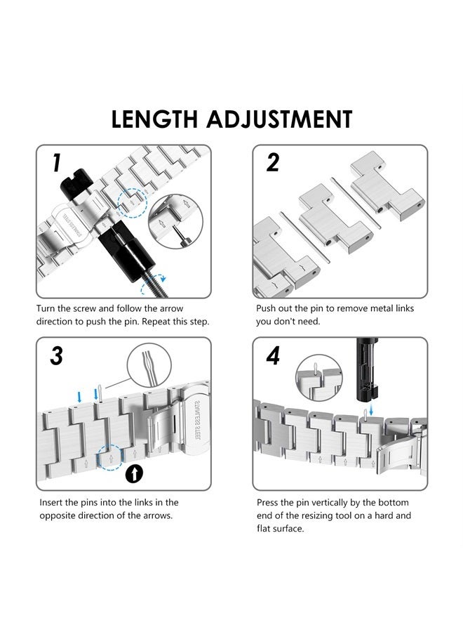 Compatible with Apple Watch Ultra Band 49mm 45mm 44mm 42mm Series 8 7 SE Men, Stainless Steel Metal Watch Bands Wristband for iWatch Strap Series 8 7 SE 6 5 4 3 2 1 Bracelet Women, Silver