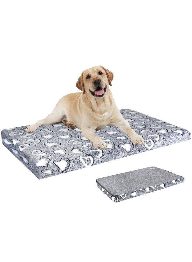 Dog Crate Mat Reversible Cool and Warm, Stylish Dog Bed for Crate with Waterproof Inner Linings and Removable Machine Washable Cover, Firm Support Dog Pad for Small to XX-Large Dogs, Grey