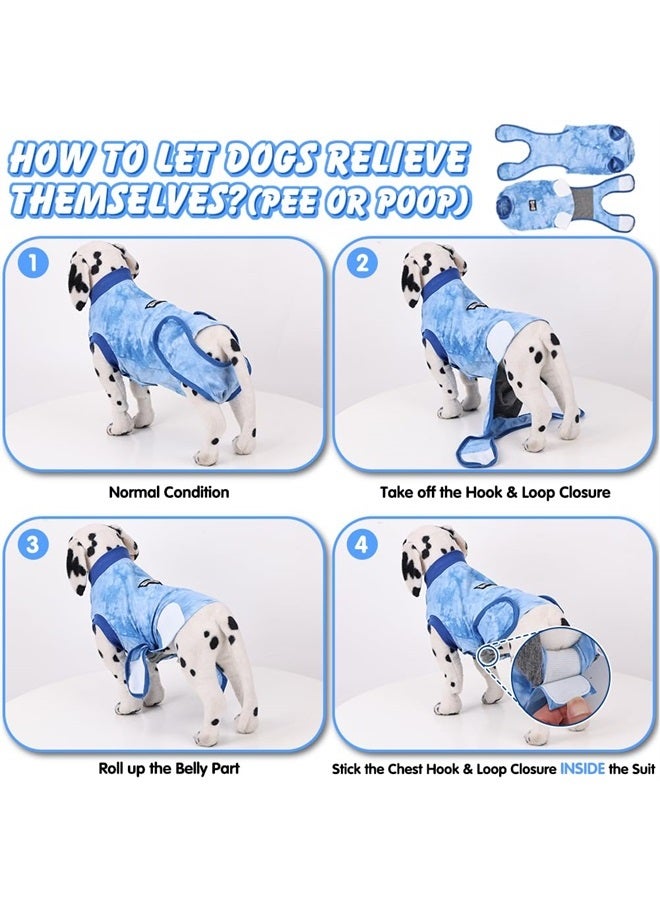 Dog Surgery Suit, Soft Dog Cone Alternative After Surgery with Hook & Loop Closure, Elastic Recovery Suit for Dogs for Small Medium Large Dogs, Blue S