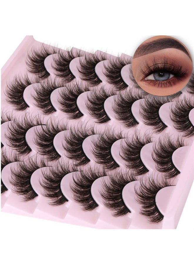 14 Pairs Wispy Mink Lashes Fluffy Eye Lashes Natural Look 5D Volume 16mm Fake Eyelashes Pack by TNFVLONEINS