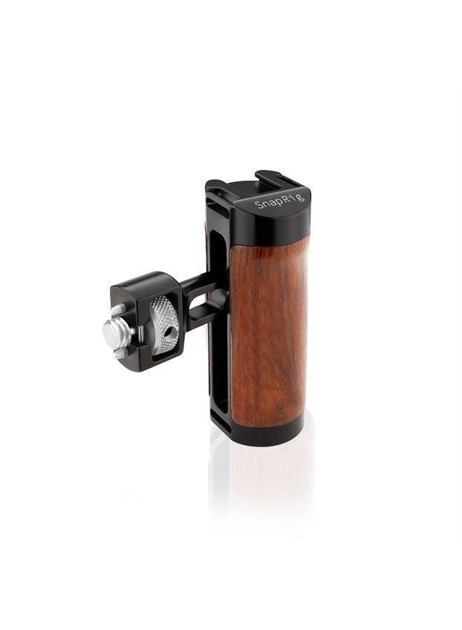 Snaprig Wood Mini Side Handle for ARRI-Style Mount. for Camera Cages & Rigs. Adjustable Design with Comfortable & Secure Grip. for Right/Left Hand Usage (WSH-03)