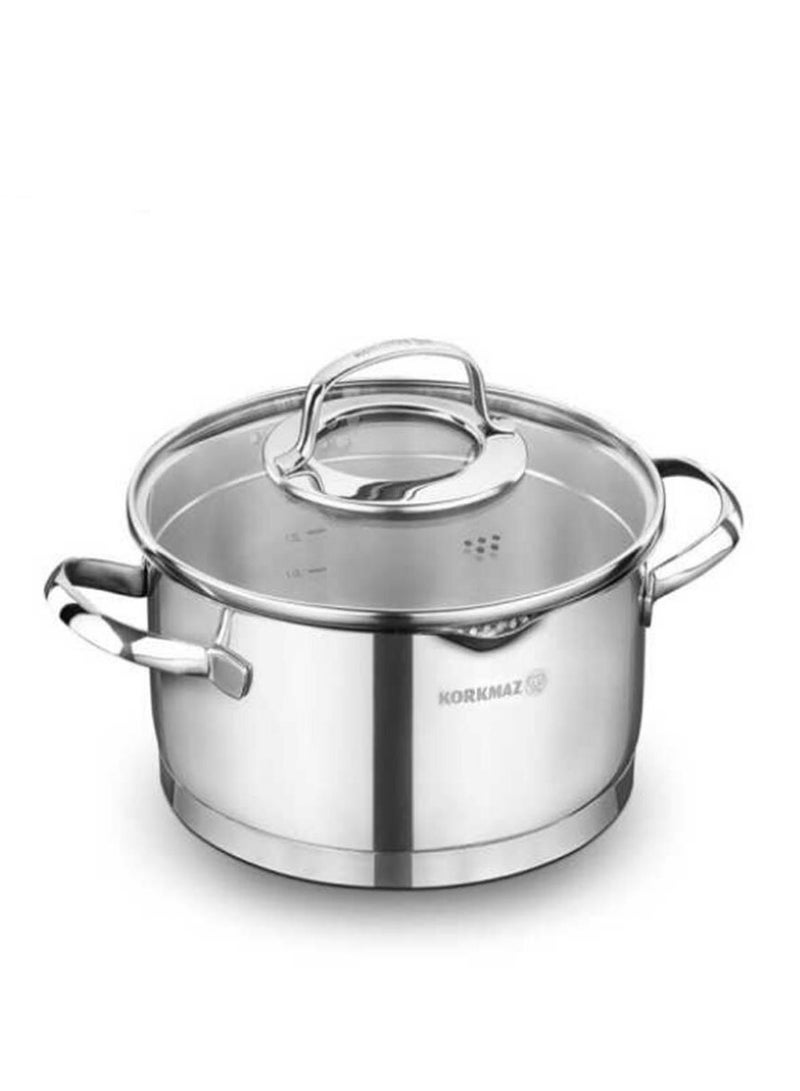 Stainless Steel Cooking Saucepan Pot 1.6 Liters With Handle Strainer Lid