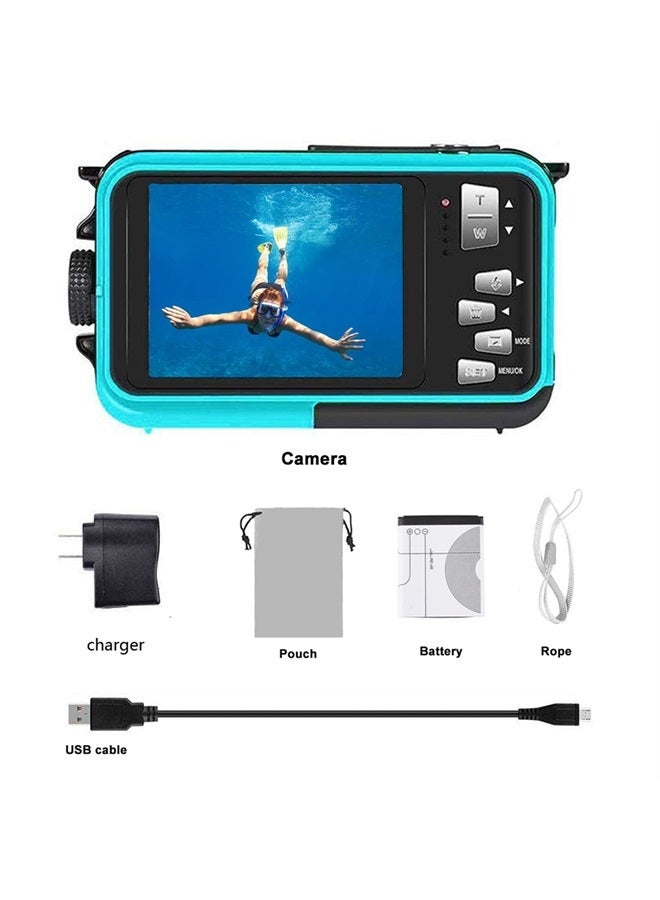 Waterproof Digital Camera Underwater Camera Full HD 2.7K 48 MP Video Recorder Selfie Dual Screens 16X Digital Zoom Flashlight Waterproof Camera for Snorkeling (DV806)…