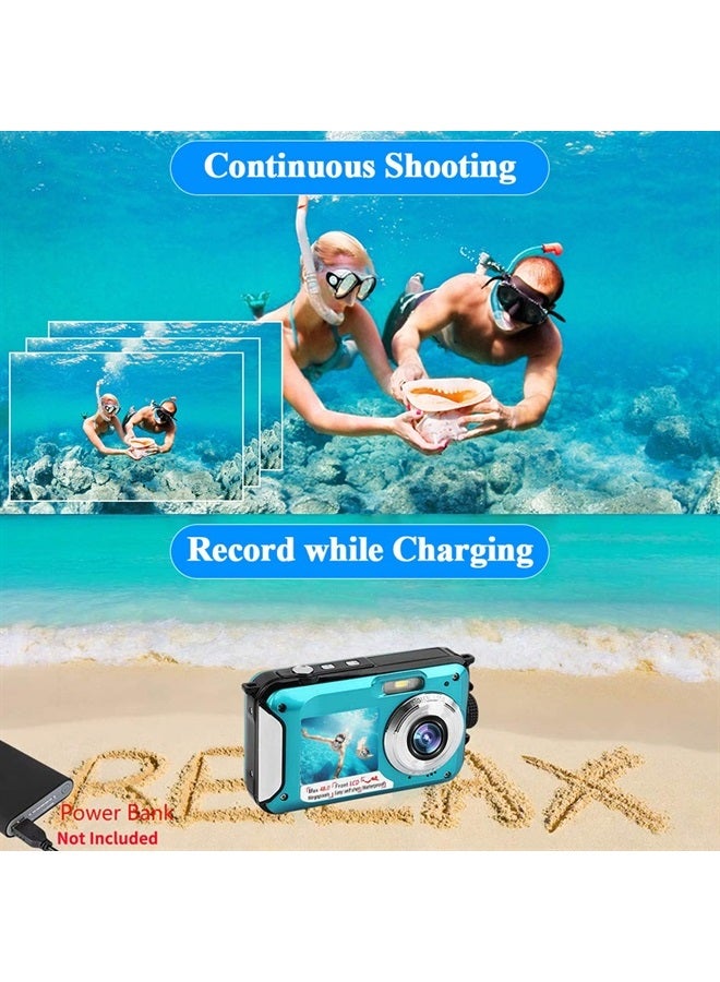 Waterproof Digital Camera Underwater Camera Full HD 2.7K 48 MP Video Recorder Selfie Dual Screens 16X Digital Zoom Flashlight Waterproof Camera for Snorkeling (DV806)…