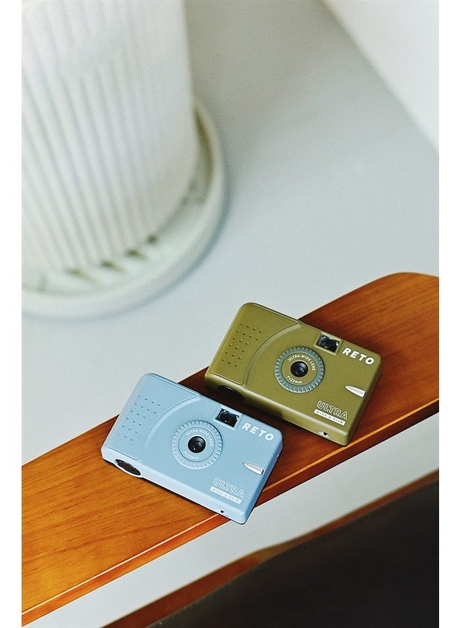 Ultra Wide and Slim 35mm Reusable Daylight Film Camera - 22mm Wide Lens, Focus Free, Light Weight, Easy to Use (Olive)